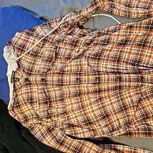 Plaid hooded button up